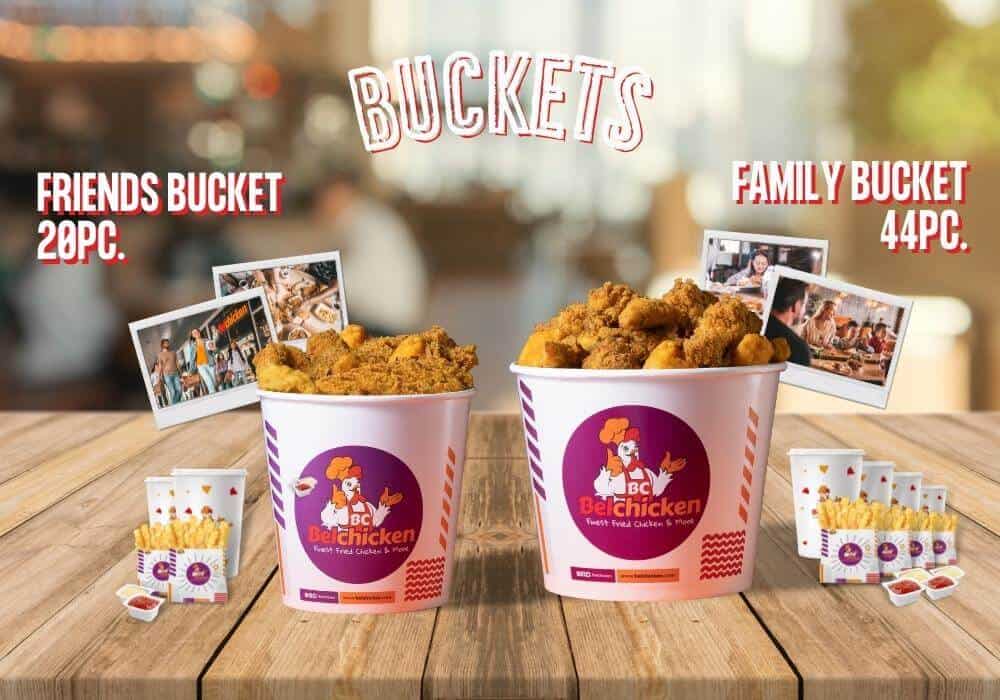 Belchicken family and friends fried buckets